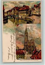 67000 Strasbourg Straßburg (Elsass) 1900 Lithographie Im kleinen Frankreich, Münster AK