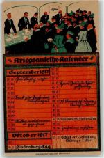 Kalender September 1917 Schalter Kriegsanleihe KEINE AK