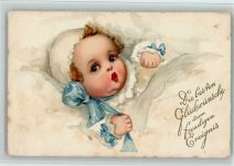 Freudiges Ereignis - Meissner & Buch serie 2954 AK Stockflecken Baby Gebrauchsspuren