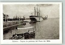 16100 Genova - Vapore in partenza dal Ponte dei Mille Passagierdampfer Ruderboote