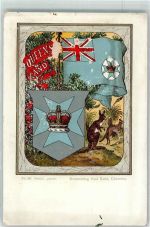 Gebrauchsspuren Queens Land Wappen No. 80 Paul Kohl Chemnitz Lithographie