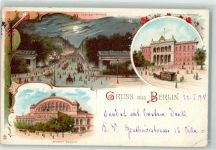 10115 W1000 Kreuzberg 1898 Gebrauchsspuren Lithographie Leipziger Straße Anhalter Bahnhof Potsdamer Bahnhof Pferdestraßenbahn