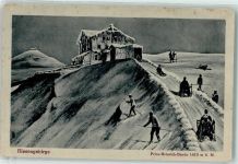 Krummhübel Karpacz - Winter Prinz Heinrich Baude Schlitten Skifahrer
