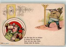 Schütze Bier trinken Gedicht Lithographie Schützenverein Gebrauchsspuren