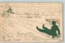 Verlag A. Lung Nr. 3 Humor Kegeln 1900 Lithographie / Künstlerkarte
