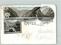 83471 W8240 Schönau a Königssee 1898 Gebrauchsspuren Königsee mit Obersee St. Bartholomä
