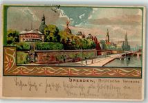 01067 O8000 Dresden 1901 Lithographie Brühlsche Terrasse