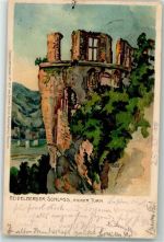69115 W6900 Heidelberg , Neckar Lithographie Schloss sign. Graf