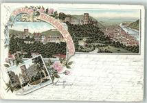 69115 W6900 Heidelberg , Neckar 1896 Lithographie Schloss