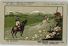 Paris Vin Aroud , Ferre, Blottiere & Cie Don Quichotte Sage Wein Lithographie / Künstlerkarte