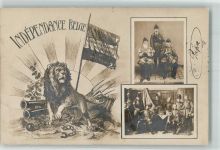 Brüssel Bruxelles Foto AK Uniform Indepedance Belge Löwen Kanone