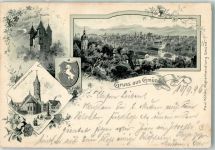 73072 W7076 Schwäbisch Gmünd 1896 Gebrauchsspuren Johannis- Kirche Fünf-Knöpf-Turm Lithographie