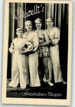4 Zirkus Marellis Akrobaten Truppe Lichtdruck Gebr. Böttger Lübeck Artist