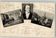 95444 W8580 Bayreuth 1901 Gebrauchsspuren Portrait Jean Paul Denkmal Grabstein Arbeitszimmer