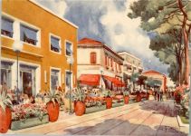 47841 Cattolica Lithographie Strandpromenade sign.