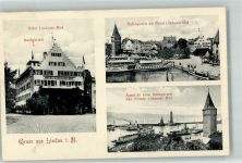 88131 W8990 Lindau Bodensee 1914 - Hotel Lindauer Hof Hafen Leuchtturm Denkmal