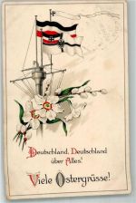 Deutschland über alles Flaggen Ostern Patriotik WK I, Deutschland 1915 Prägedruck