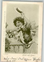 von O. Bluhm Frau mit Rosen, Verlag Ackermann Nr. 264 + Adelskorrespondenz Frau Künstlerkarte 1898 Künstlerkarte