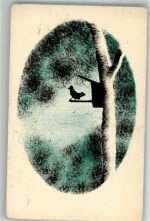 Vogelkasten am Baum Handgemalt 1935