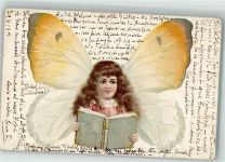 Schmetterling Buch lesen Lithographie Tier, vermenschlicht 1899 Gebrauchsspuren