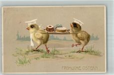 Küken vermenschlicht tragen Kuchen Ostern 1914