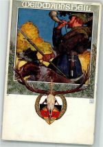 Nr. 167 Weidmannsheil Jagd Jäger Jagdhunde Jagdhorn sign. K.F. Gsur Schulverein 1911 Künstlerkarte