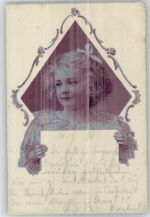 Lesen - 1903 Ak Kleid mit Spitze am Ärmel Kind Prägedruck