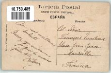 Barcelona 1912 Foto AK Bahnhof Estacion de los F.c. del Norte Kutschen Marke bildseitig