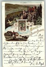 76530 W7570 Baden-Baden 1898 Gebrauchsspuren Schloss Eberstein Lithographie