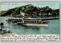 W5400 Ehrenbreitstein Raddampfer am Anleger 1906 AK Rheinschiff