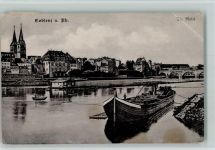 W5400 Koblenz am Rhein Frachtkahn 1907 AK Eckknick Binnenschiff
