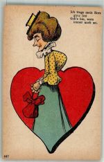 Ich trage mein Herz ganz frei Humor 1899 Lithographie