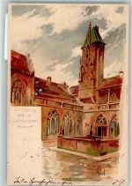90402 W8500 Nürnberg 1900 Lithographie sign. Schmohl P. Hof im Germanischen Museum
