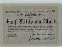 88427 W7953 Bad Schussenried 1923 Notgeldschein Fünf Millionen Mark