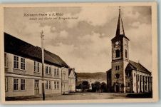O6208 Kaltennordheim Schule und Kirche mit Kriegerdenkmal Kriegerdenkmal