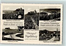 97332 W8712 Vogelsburg - Vogelsburg und Escherndorf Blick von der Vogelsburg Vogelsburg am Main Ortsansicht Vogelsburg und Nordheim