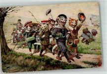 Katze vermenschlicht Schulklasse Ausflug TSN Serie 1880 Thiele, Arthur 1926 Gebrauchsspuren