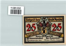 99510 O5320 Apolda - Notgeldschein 25 Pfennig Scherenschnitt Wappen Eichenlaub Ritterhelm
