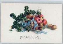 Weihnachten - Äpfel, Nüsse, Tannenzweig Frucht, Gemüse