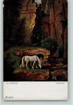 Einsiedler, Rosse tränkend - weisses Pferd Schwind, M. von