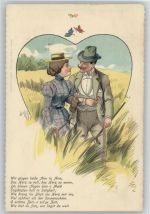 Gedicht "Wir gingen beide Arm in Arm" ca 1900 AK Liebe