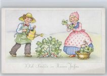 Neujahr - Kinder als Gärtner, Gießkanne Gartenbau