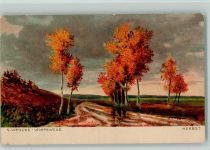 sign Wencke - Worpswede - Herbst 1900 AK Kunstgeschichte Worpswede Künstlerkarte