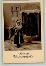 Stoffpuppe als Weihnachtsmann ca 1950 AK Weihnachtsmann