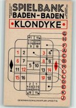 76530 W7570 Baden-Baden - Klondyke - Gewinnauszahlungsplan umseitig - Roulette