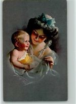 Serie Nr. 20889- 3 sign Knöfel - Mutter und Kind Baby Muttertag Künstlerkarte
