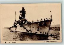 Toulon - La toilette d`un croiseur - Kriegsschiff wird von außen gereinigt Marine WK I