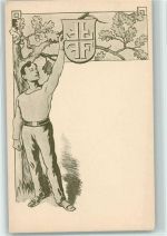 Turner mit dem Schild Wappen , Eichenlaub Turnvater Jahn