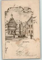 89143 W7902 Blaubeuren 1898 Künstlerkarte Marktplatz mit Brunnen , sign C. Weiß AK