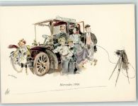 Fotoapparat - Oldtimer mit Familie Mercedes Künstlerkarte
